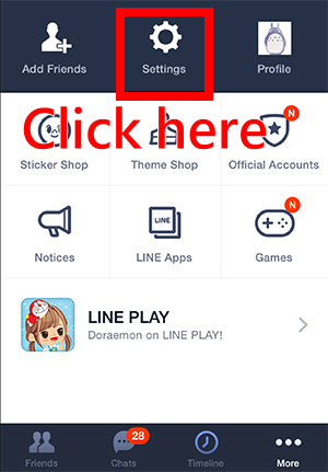 1-1 launch LINE and press on settings