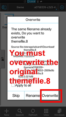 15 you must overwrite the original themefile.8