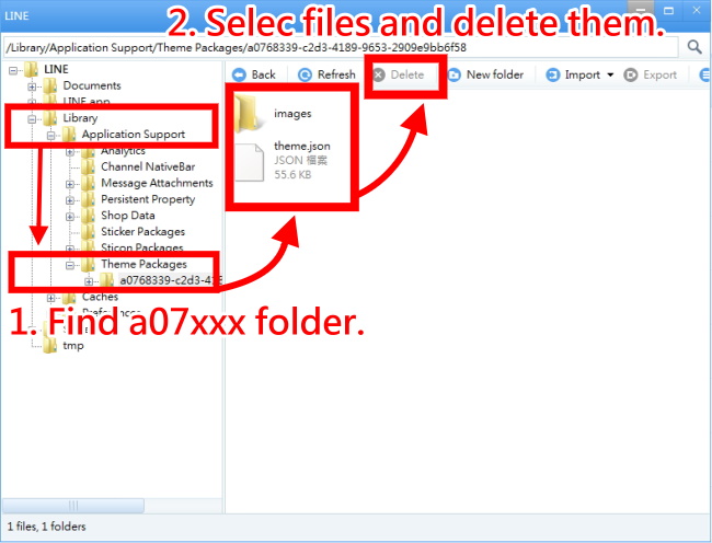 2-6 find a07 folder. select images and theme.json and delete them