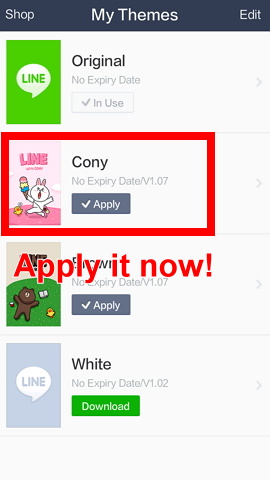 6-2 open LINE and apply Cony theme
