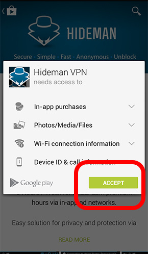 downloading process of hideman for android  (2)