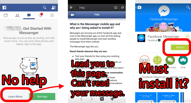 Can't avoid FB messenger APP FB force you to install app