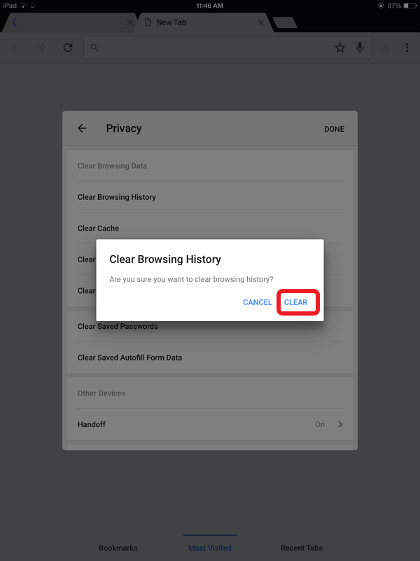 clear chrome history on ipad iphone (1)
